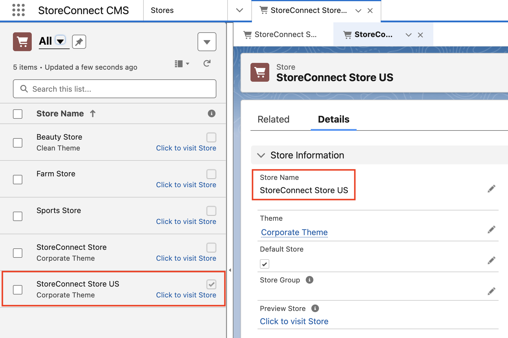 StoreConnect New Store Record