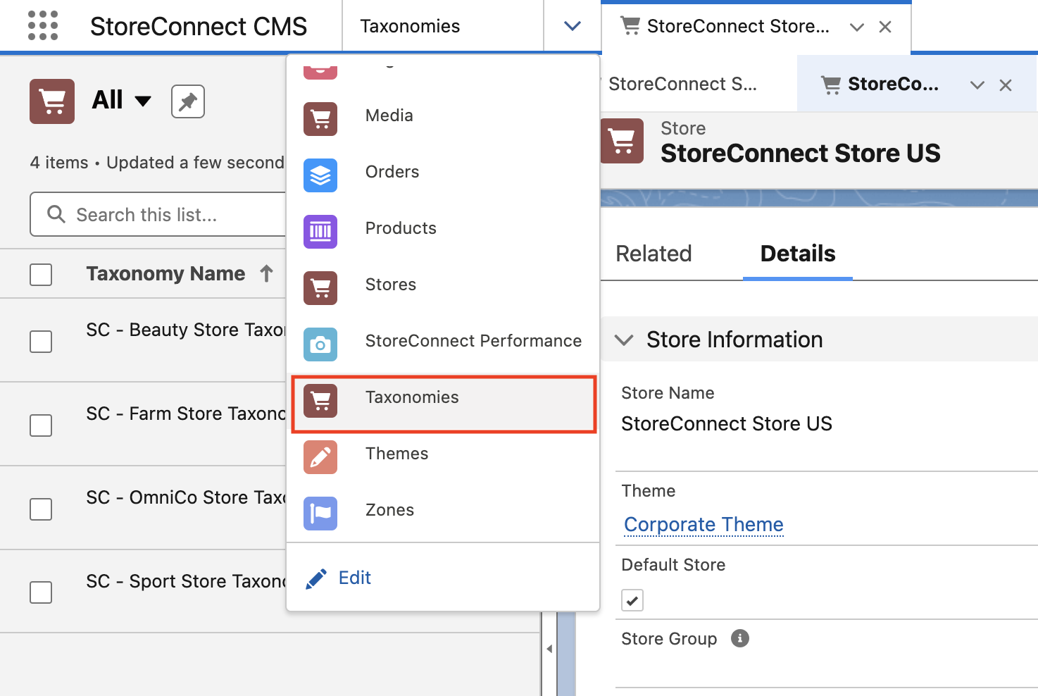 StoreConnect Taxonomy Record