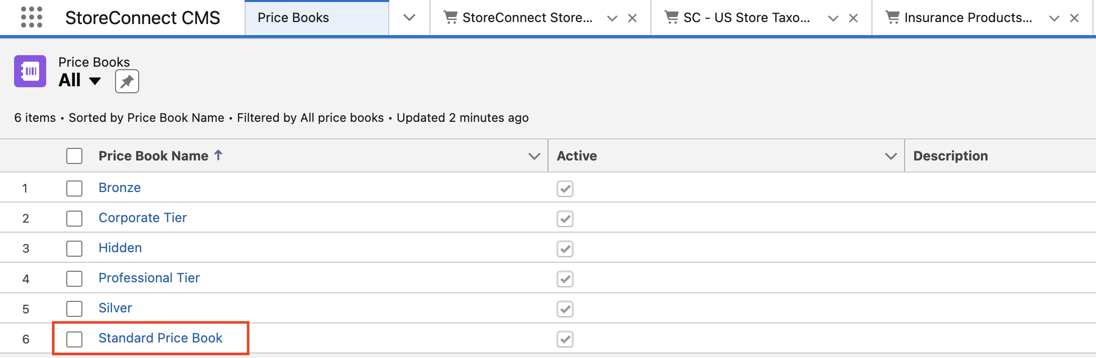 StoreConnect New Price Book