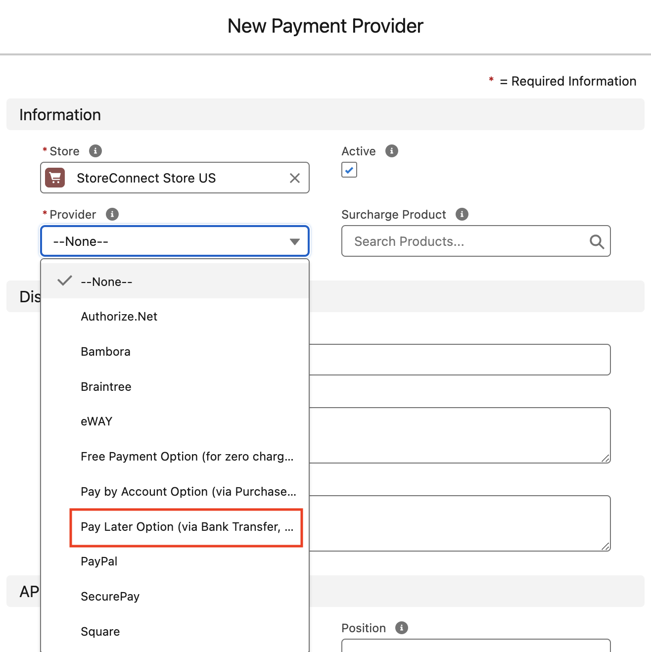 StoreConnect Payment Provider New