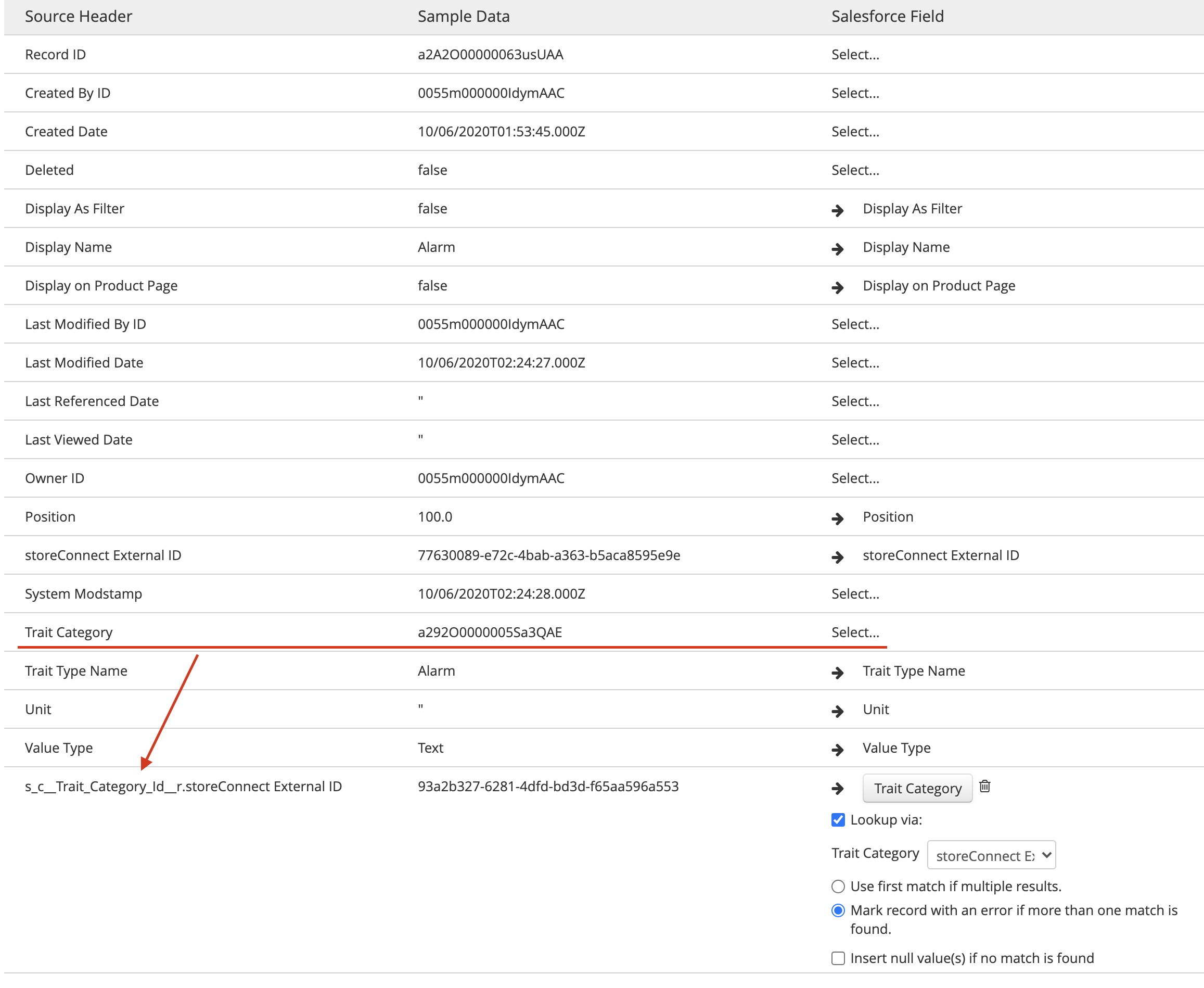 CSV headers explained