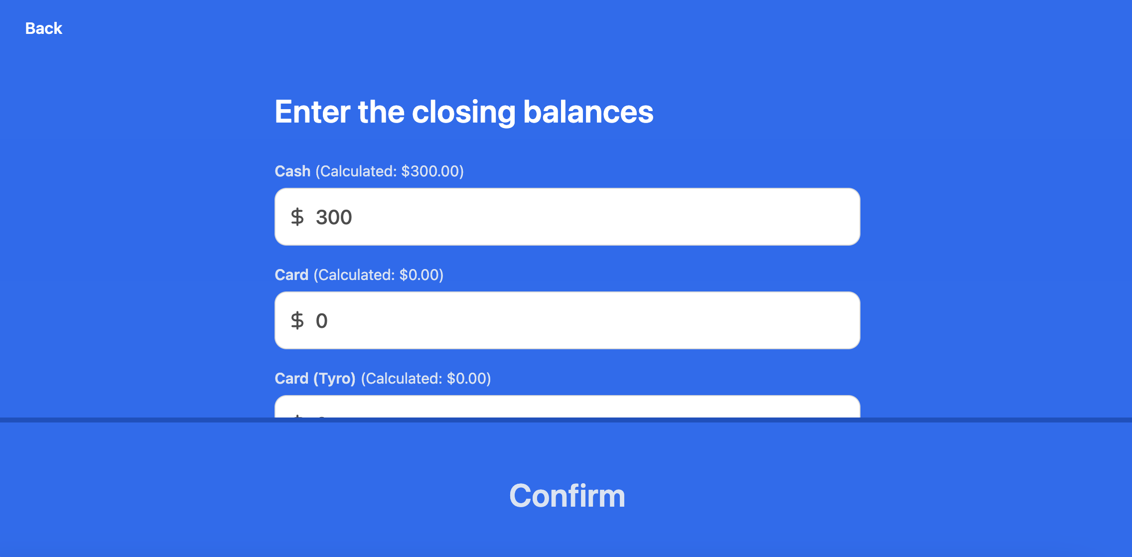 closing balances example