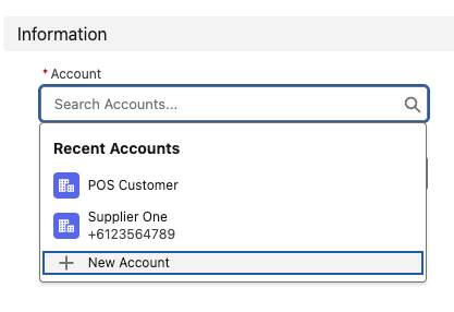 Account Name field when adding a new supplier