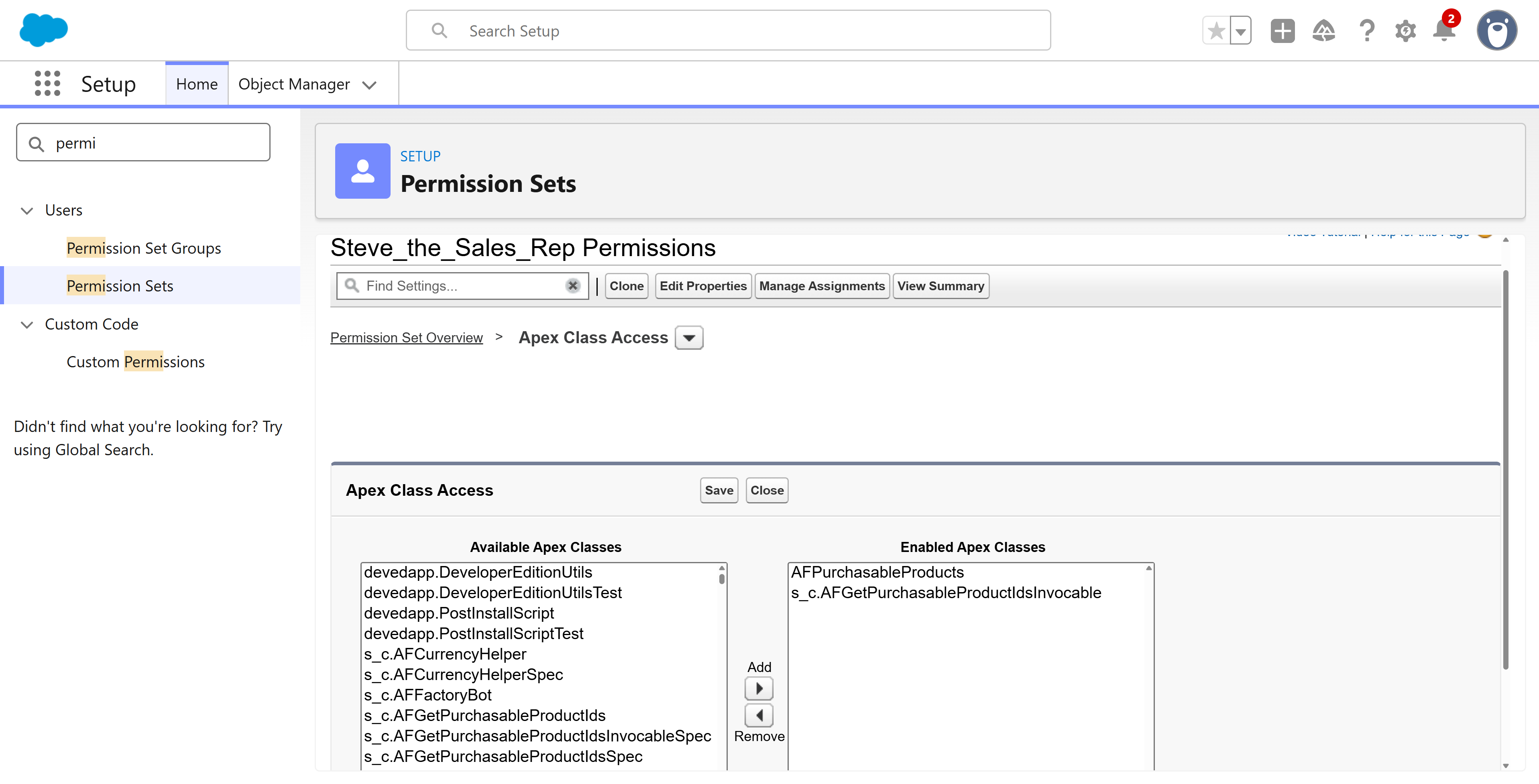 Add apex class for agent permissions