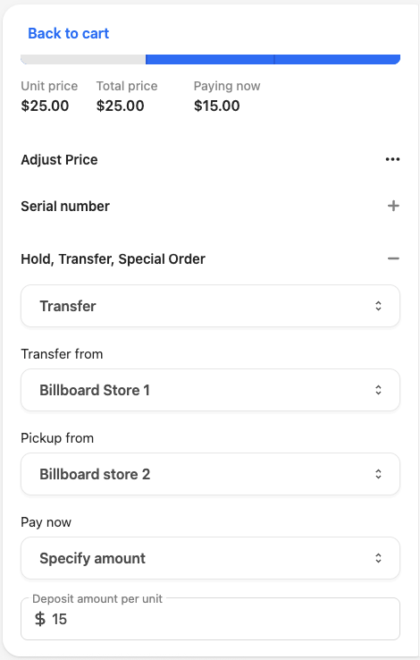 Transfer order details
