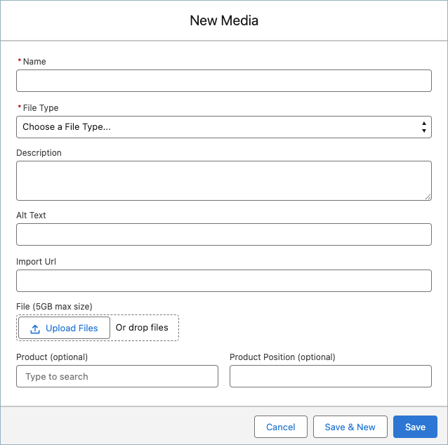 New media upload window