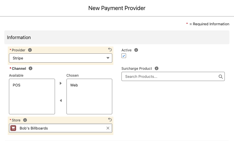 Stripe payment provider info