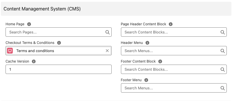 Terms and conditions field in store record