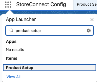 Product Setup in menu