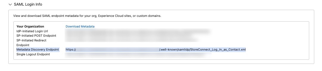 Copy metadata discovery url