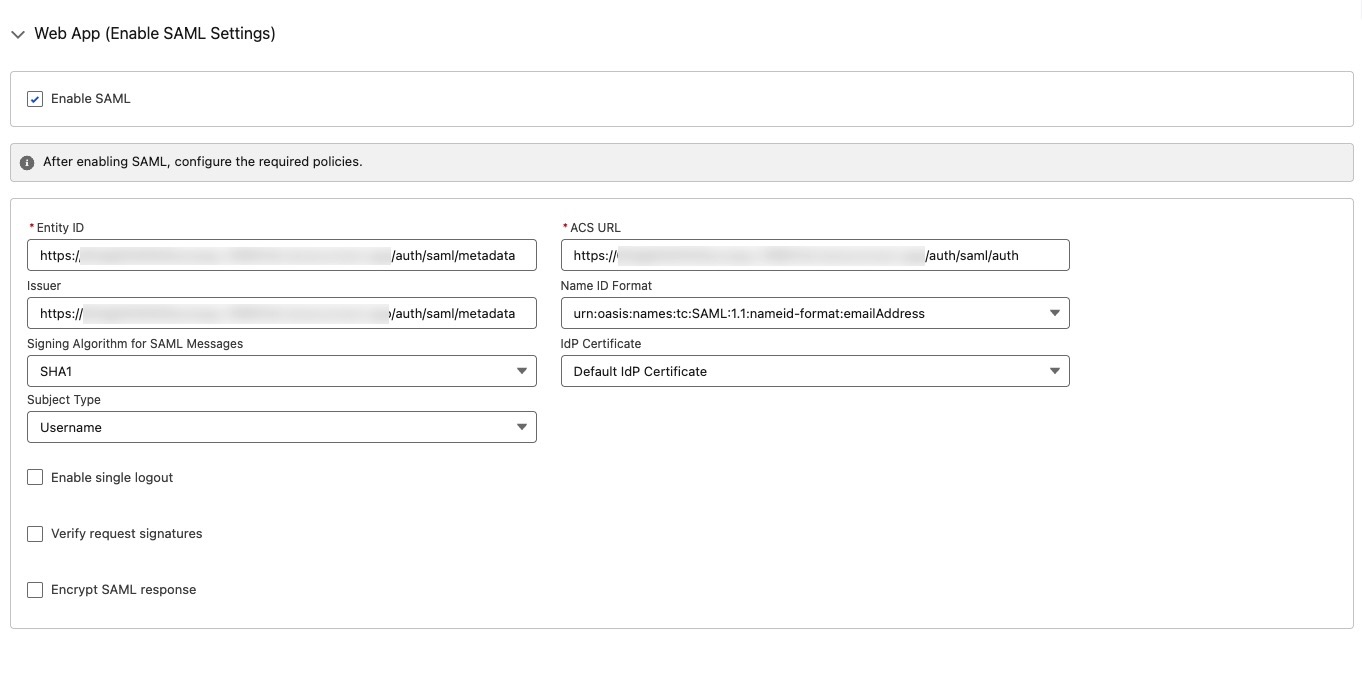 web app settings