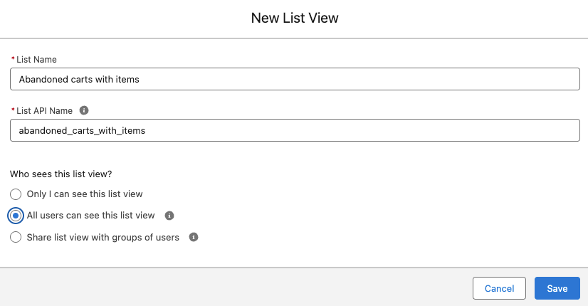 New cart list view