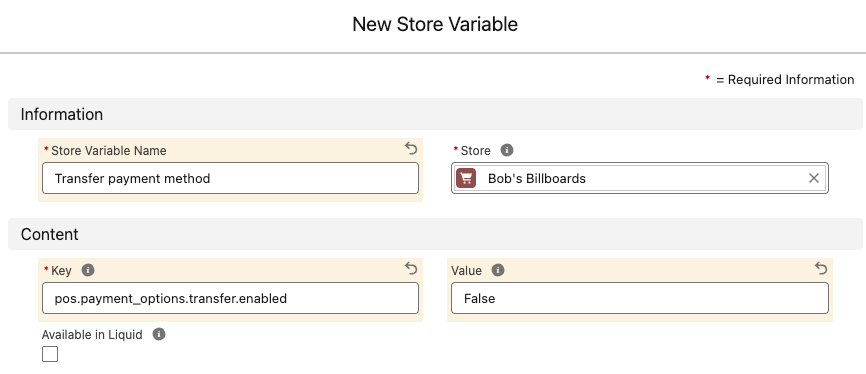 Cash payment method variable for POS