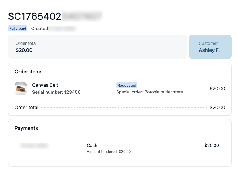 Cart record view