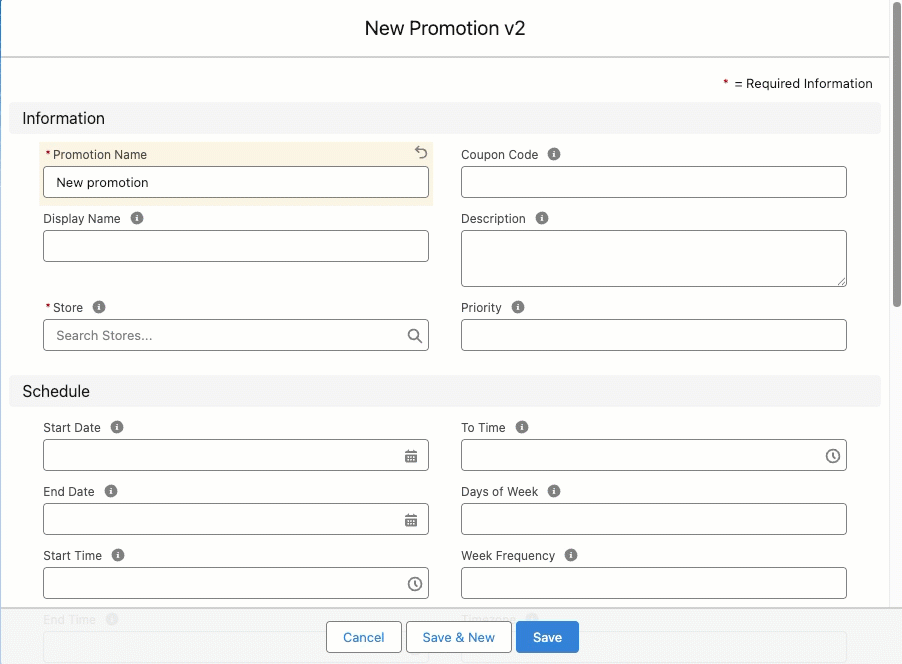 New promotions v2 record