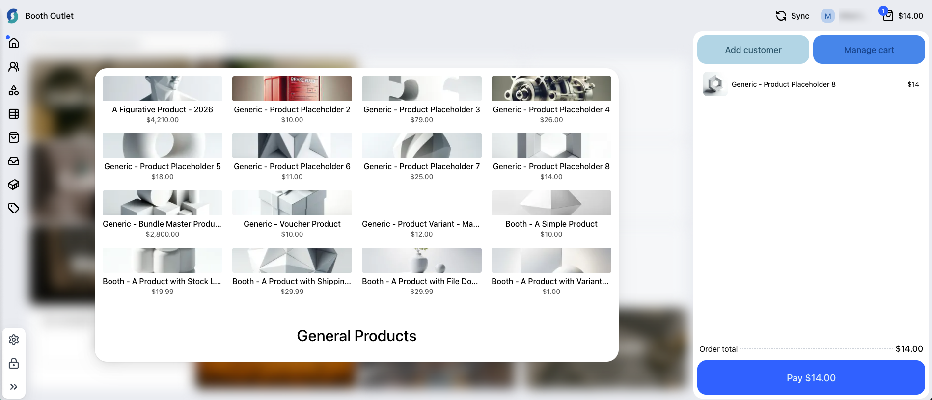 POS product grid for easy selection