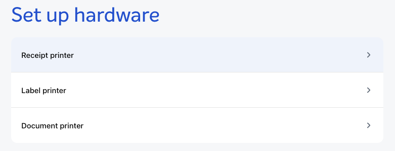 Initiate hardware setup in POS