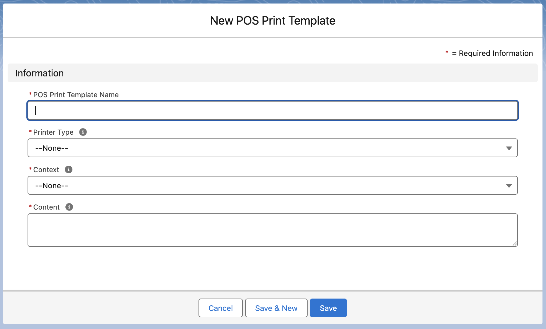 Receipt template window