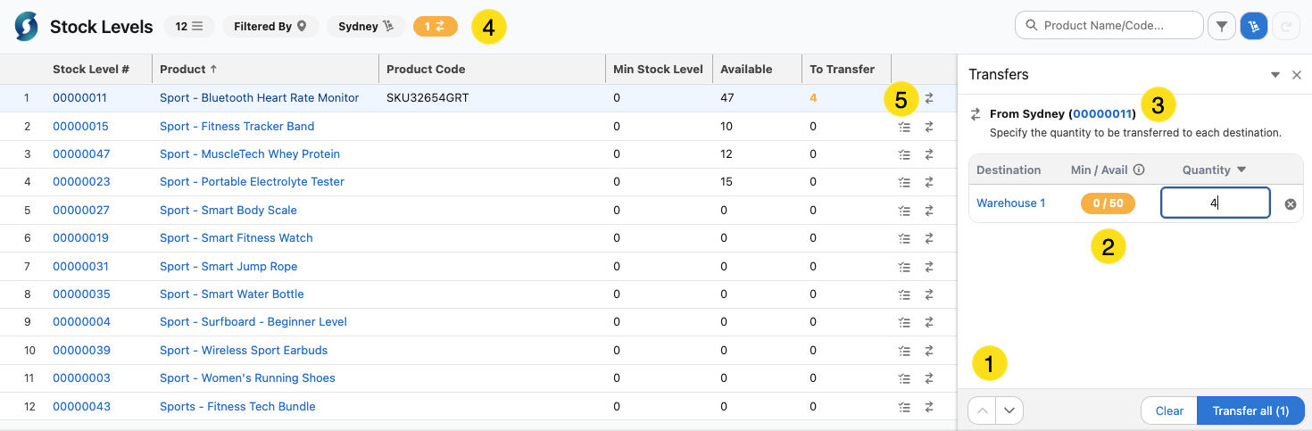 Stock transfer transaction in progress