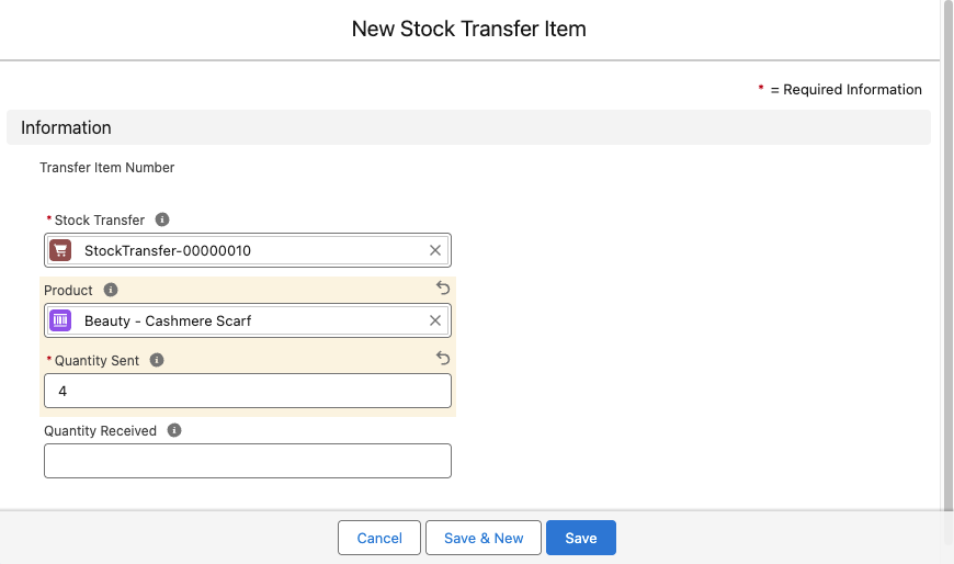Stock transfer Item manual record