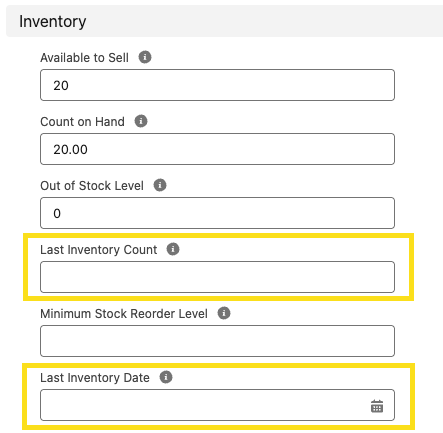 Inventory count stock record