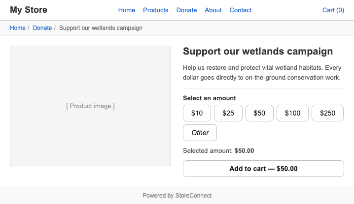 No theme donation page in storeconnect