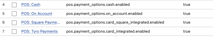Store variable for Square POS payments showing key and value fields in StoreConnect