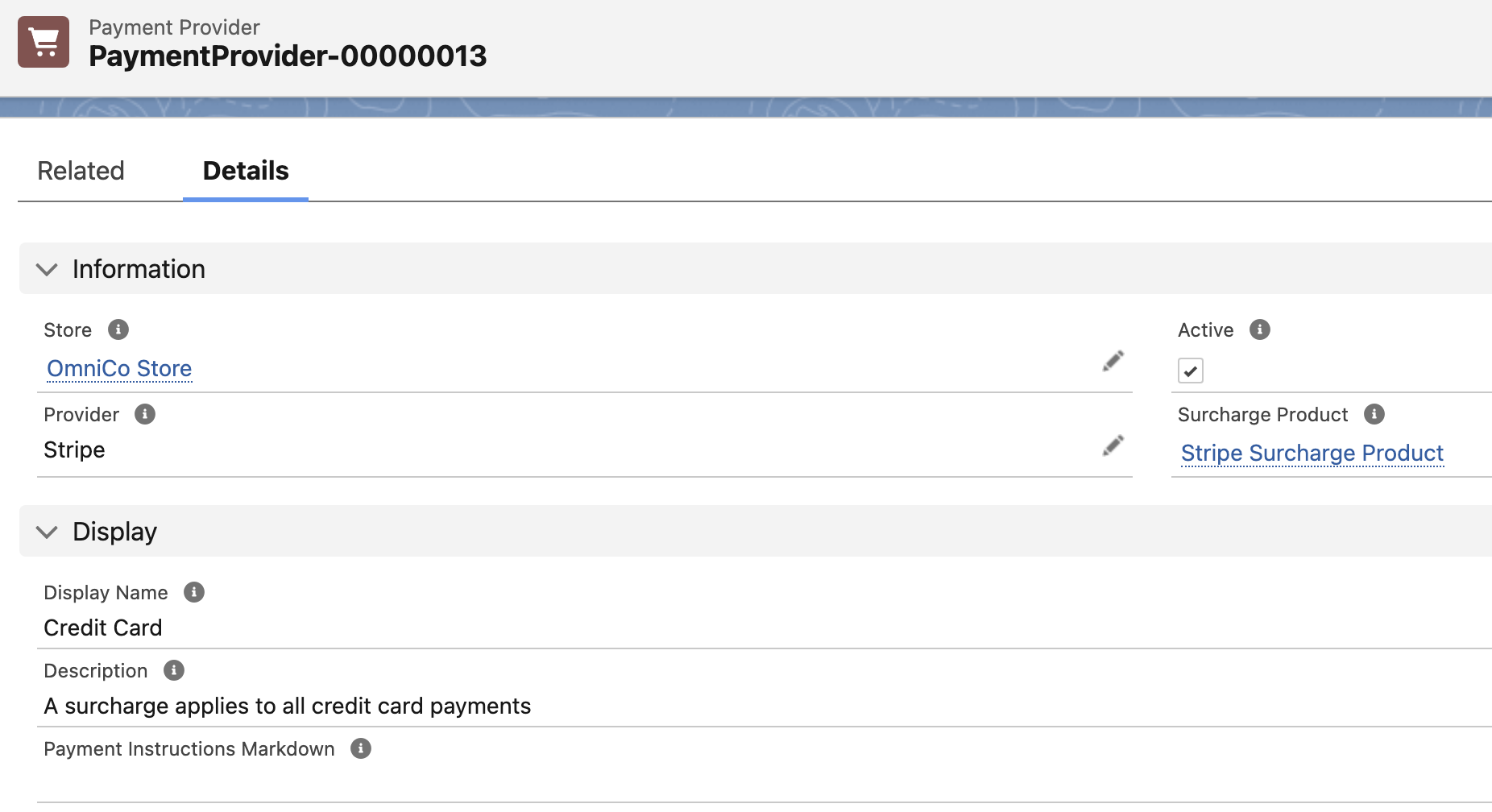 Surcharge payment provider configuration