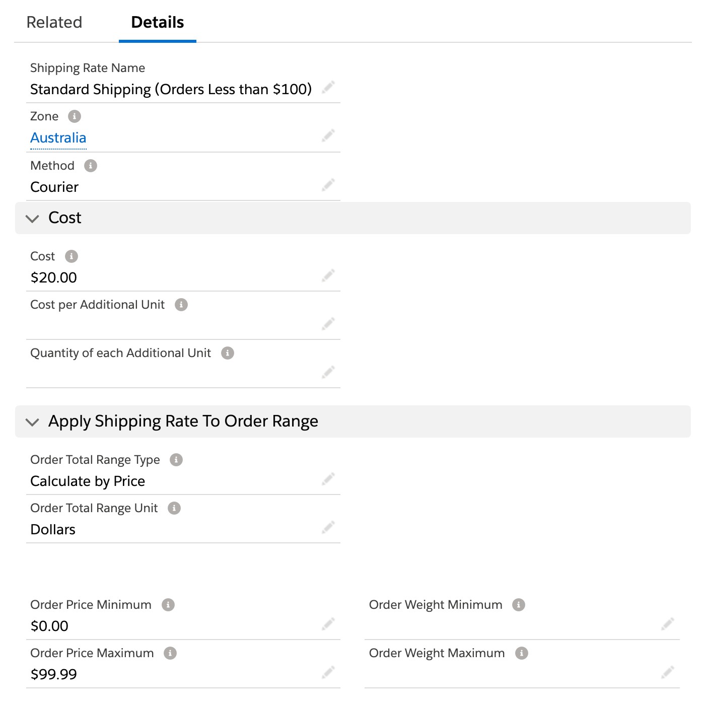 shipping rates confi