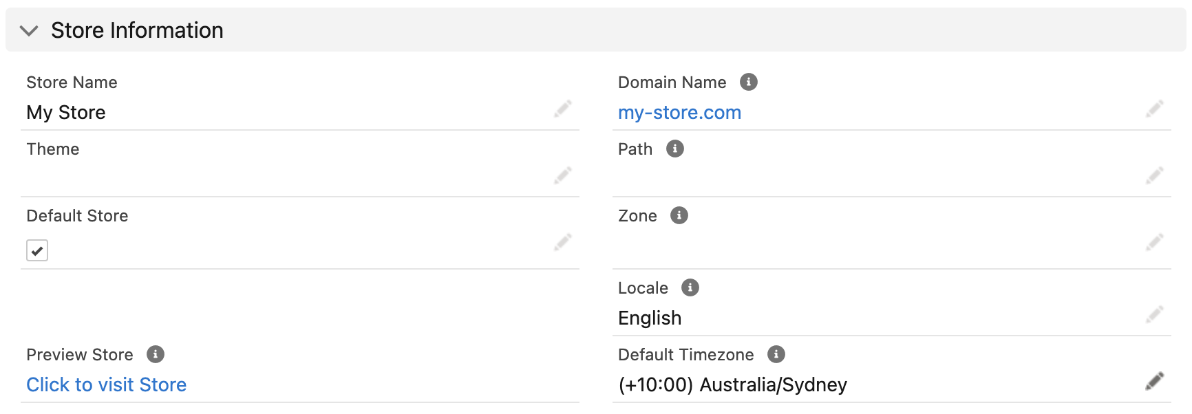 Store record domain field