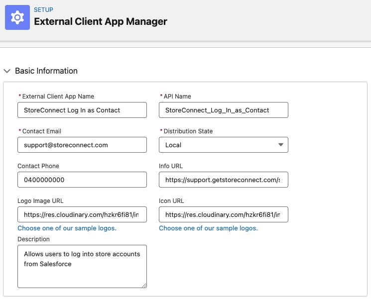 Basic information form example
