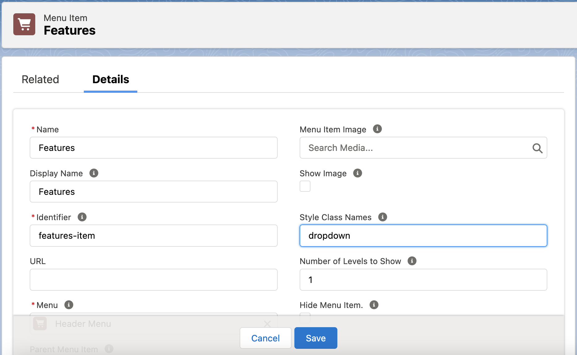Creating Menu Items
