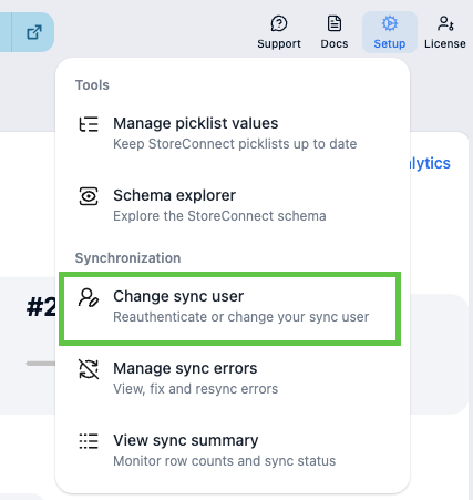 Change sync user item in setup menu in console