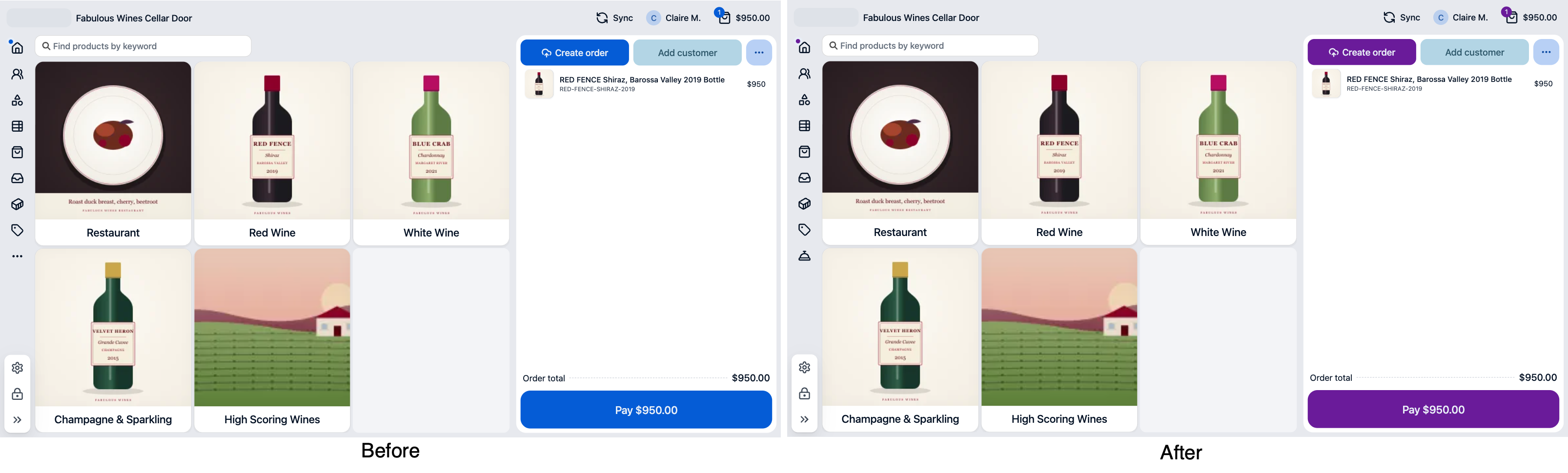 Shows POS design before and after