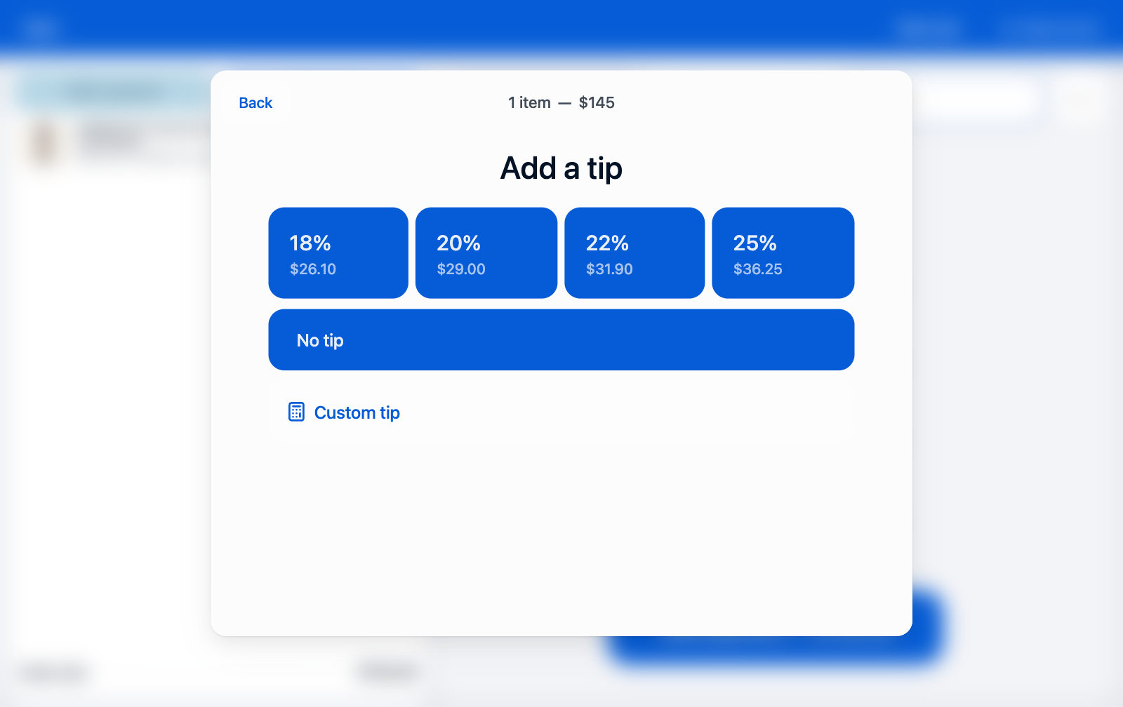 Tipping options shown