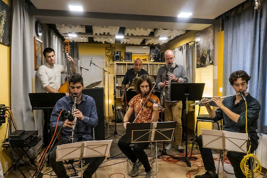 2020 - Rehearsal at the Jazz House, Joan Chamorro & Fredrik Carlquist & Èlia Bastida & Joan Martí & Marçal Perramon & Miquel Casanova
