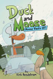 Book cover of Duck and Moose: Moose Blasts Off!