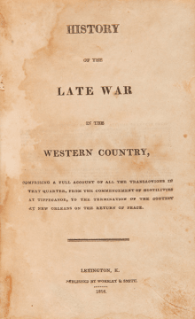 Book cover of History of the Late War in the Western Country