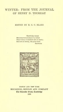 Book cover of Winter: From the Journal of Henry D. Thoreau