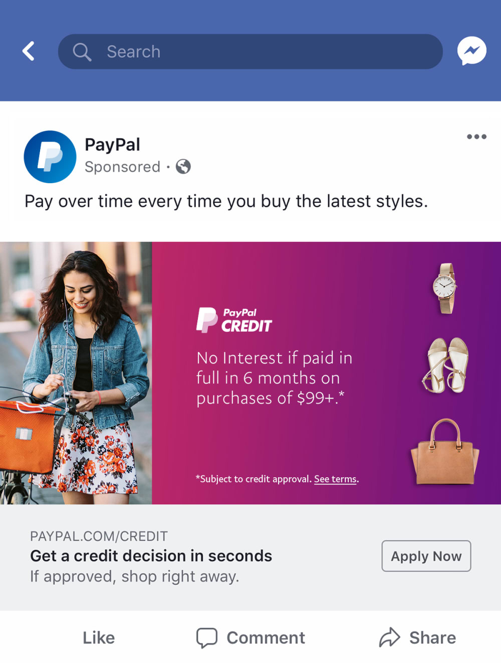 PayPal Credit Facebook 2 v2