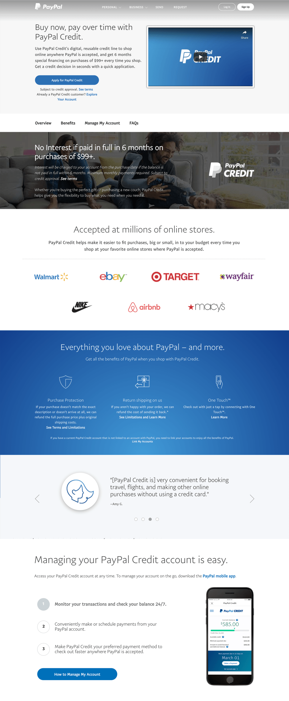 PayPal Credit Landing Page