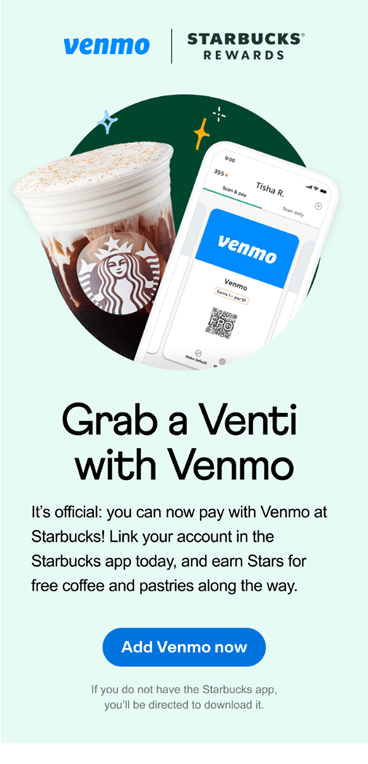 venmo starbucks email