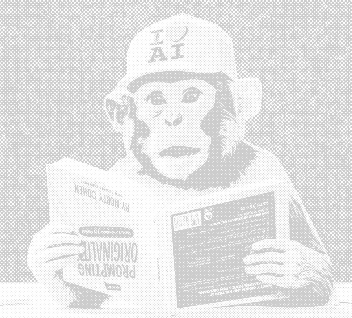 AI monkey reading prompting originality