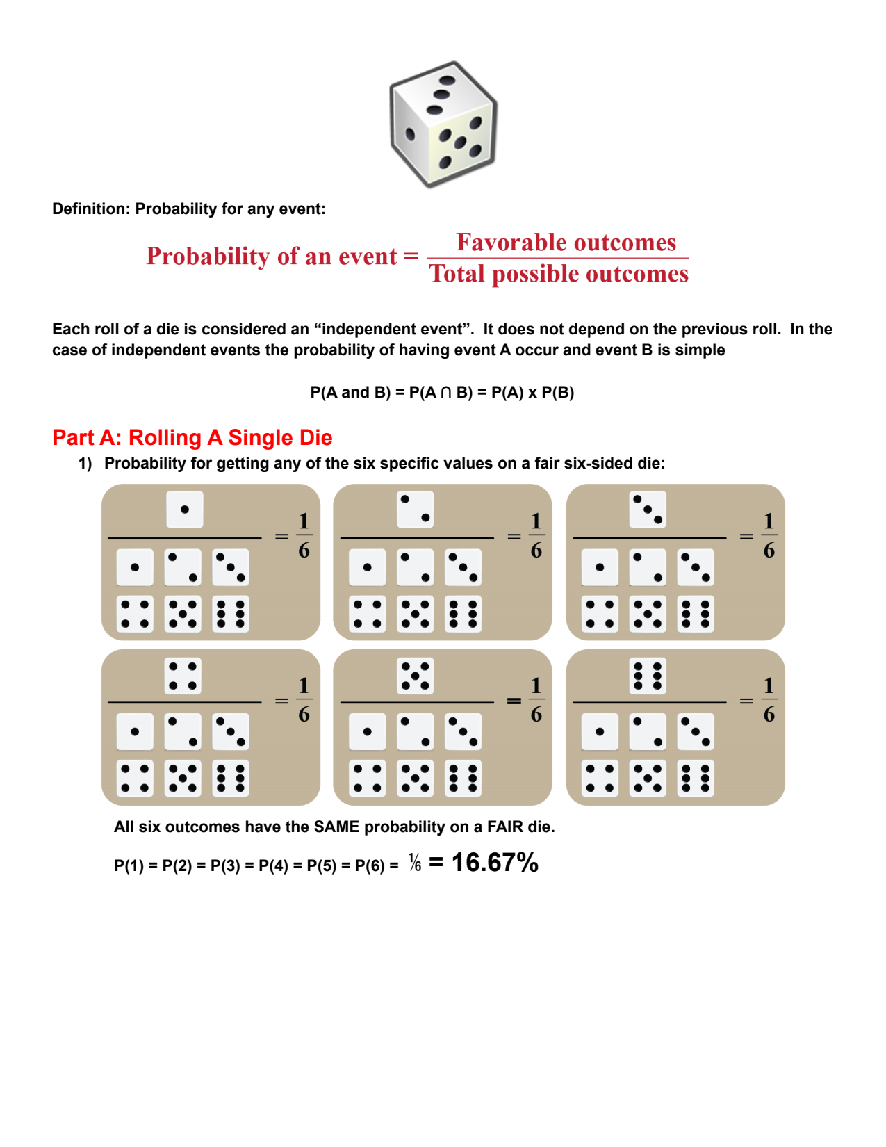 Probability with Dice