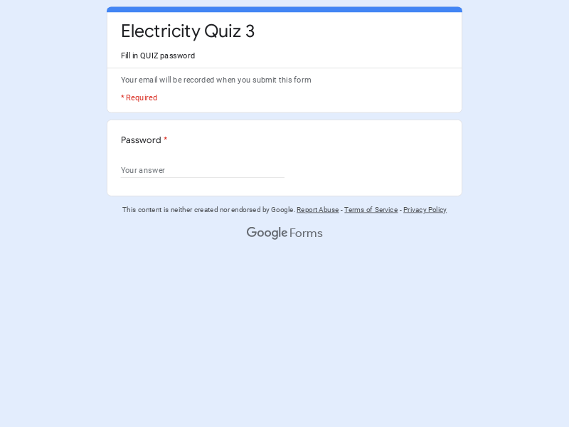 Electricity Quiz