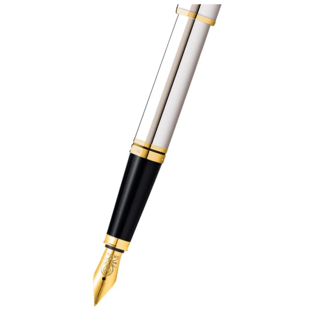 Cross Coventry Lustrous Chrome with Gold Fountain Pen Fine Nib