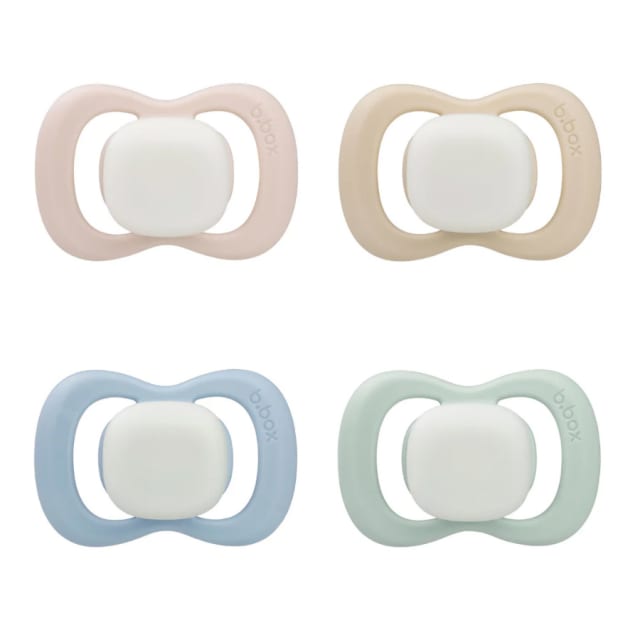 B.BOX Pacifier Sil 2 Glow Twin Asst-4 SRT-6M+