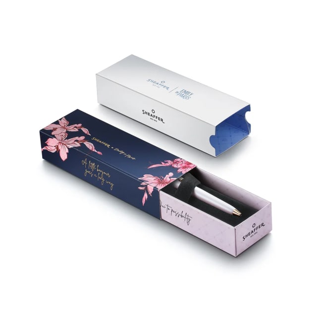 Sheaffer Emily in Paris Prelude Mini Pastel Pink Ballpoint Pen and PVD Rose Gold Trims with Heart Emblem and Swarovski Crystal