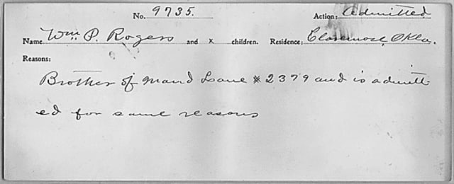 Will Rogers Eastern Cherokee application