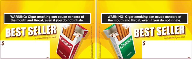 Cheyenne Cigar. Small Shelf Talker. 3" x 7.75"